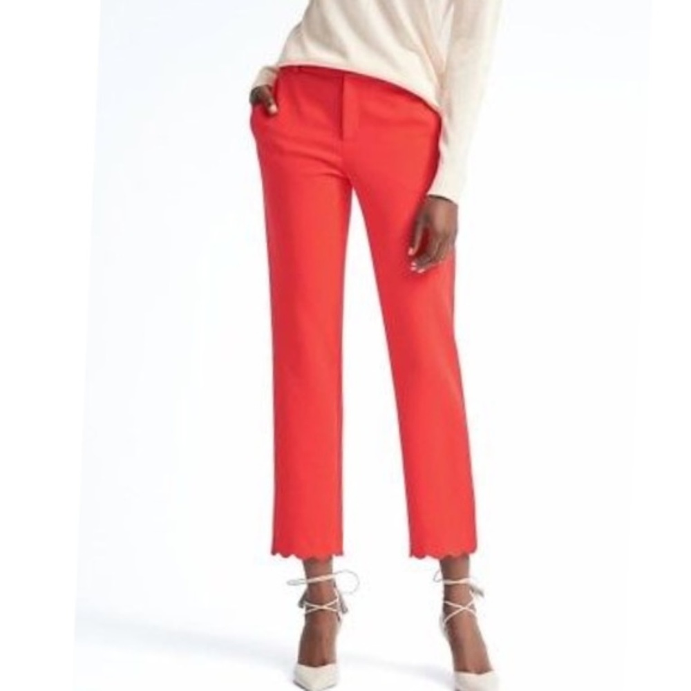 Banana Republic Coral/Red Scallop Hem Trouser